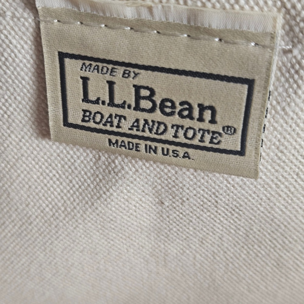 Vintage LL Bean Boat and Tote Blue Trim Canvas Bag Pembroke Farmhous NWT - Picture 4 of 8